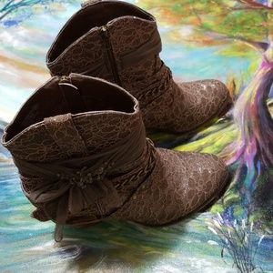 Ankle boots sparkle rhinestone bow western